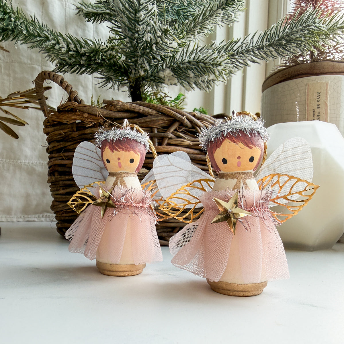 Hand Painted Christmas Angel Ornaments | Choose Color