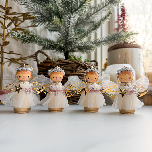 Hand Painted Christmas Angel Ornaments | Choose Color