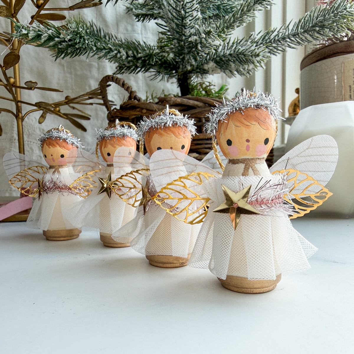Hand Painted Christmas Angel Ornaments | Choose Color