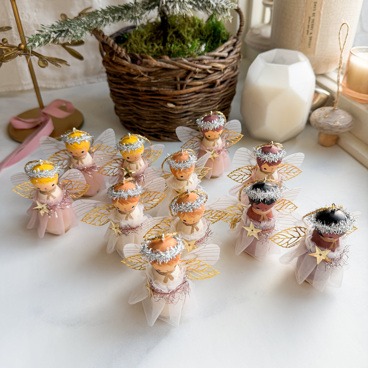 Hand Painted Christmas Angel Ornaments | Choose Color