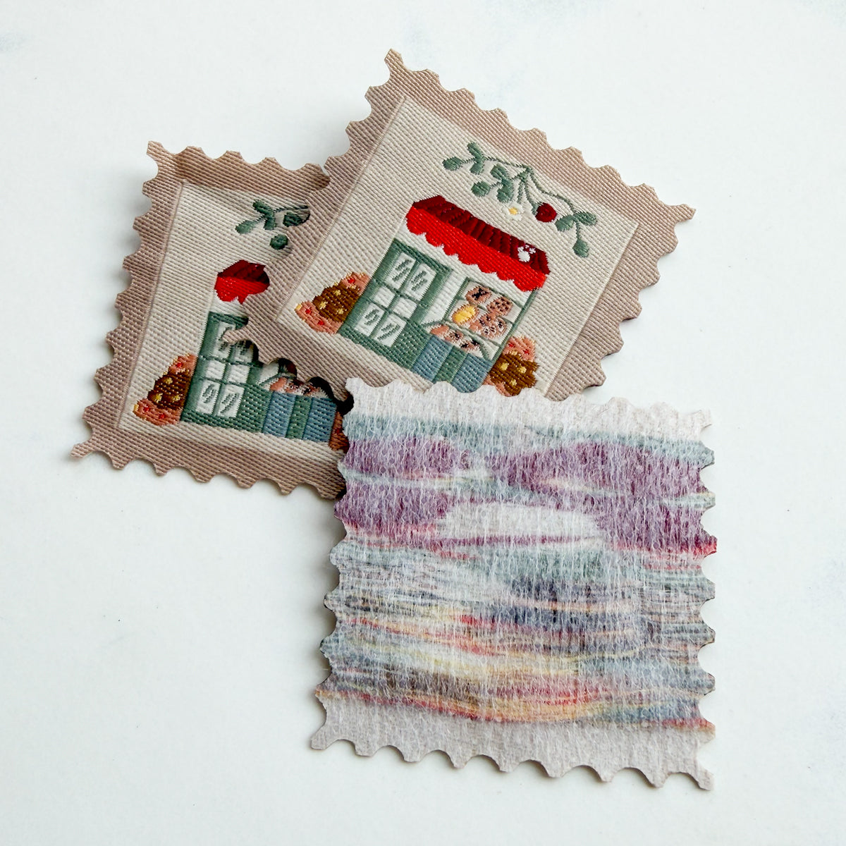 Cozy Bakery Stamp-shaped Woven Labels | Three Labels