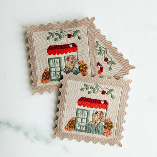 Cozy Bakery Stamp-shaped Woven Labels | Three Labels