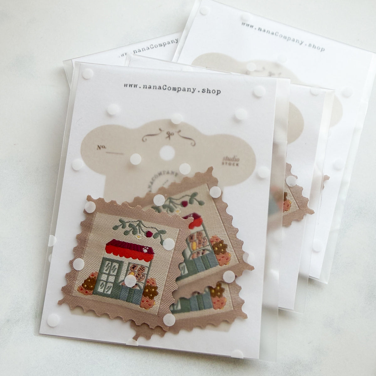 Cozy Bakery Stamp-shaped Woven Labels | Three Labels