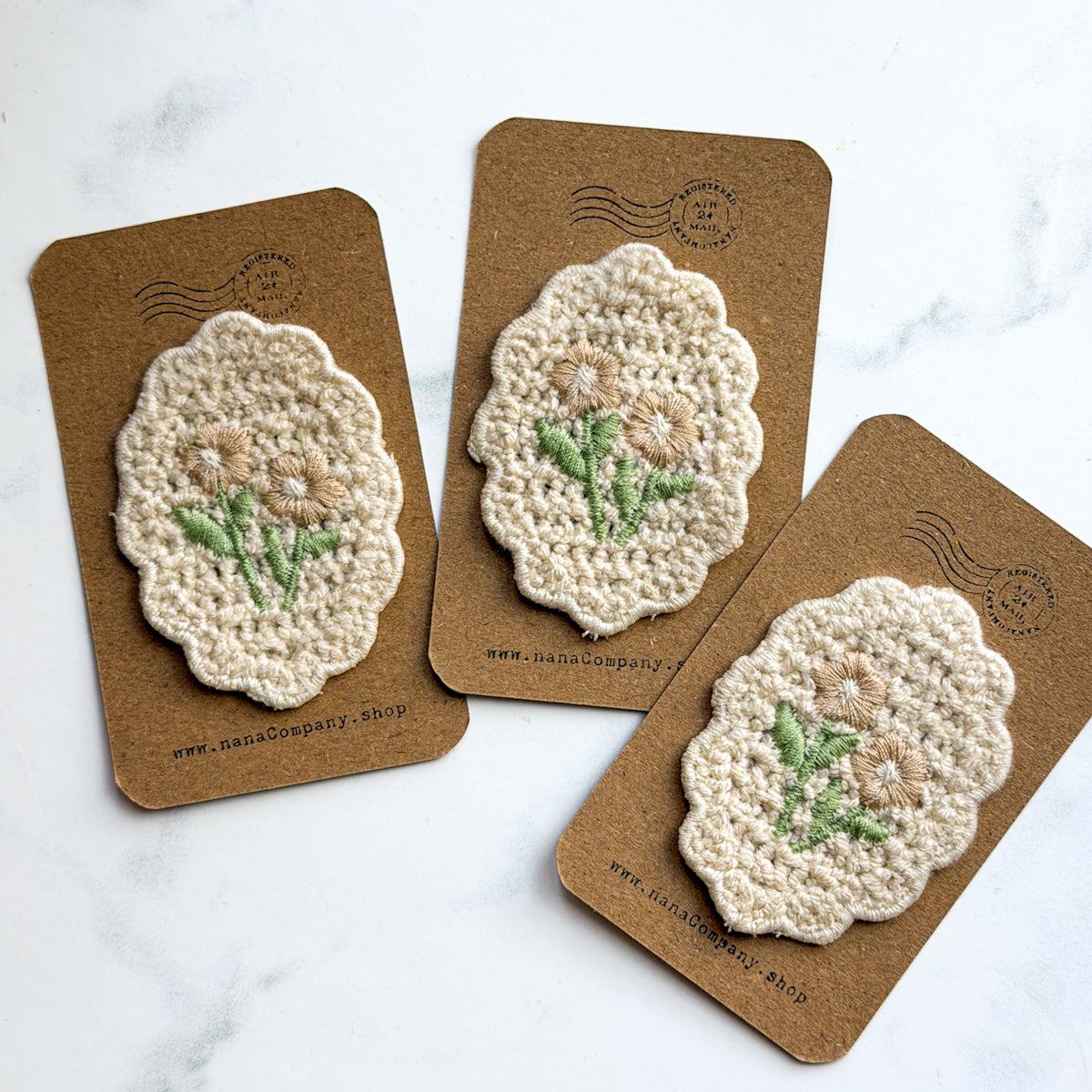 Sweet and Pretty, Small, Cream-colored Flower Stitch-on Sewing Appliqué | Choose style