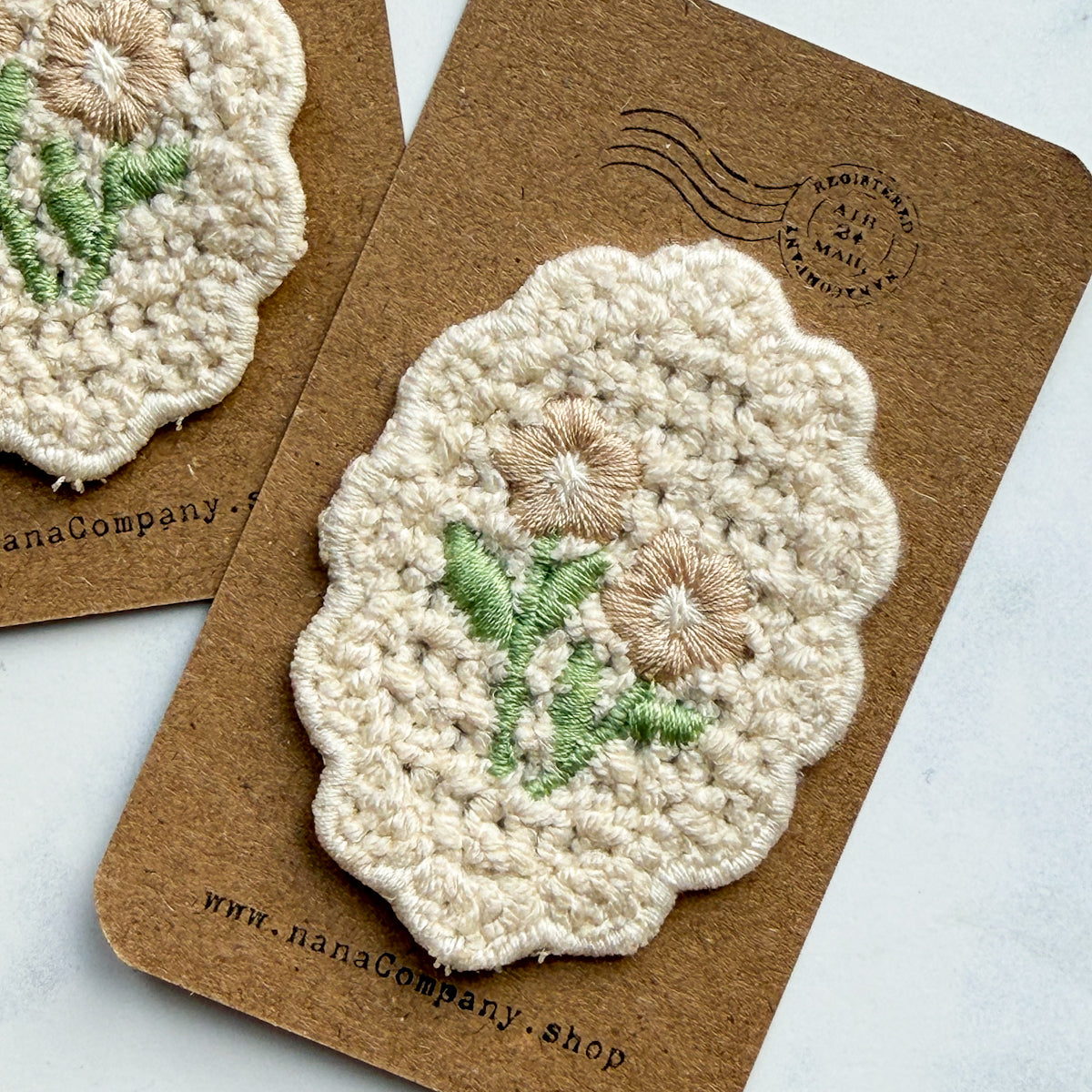 Sweet and Pretty, Small, Cream-colored Flower Stitch-on Sewing Appliqué | Choose style