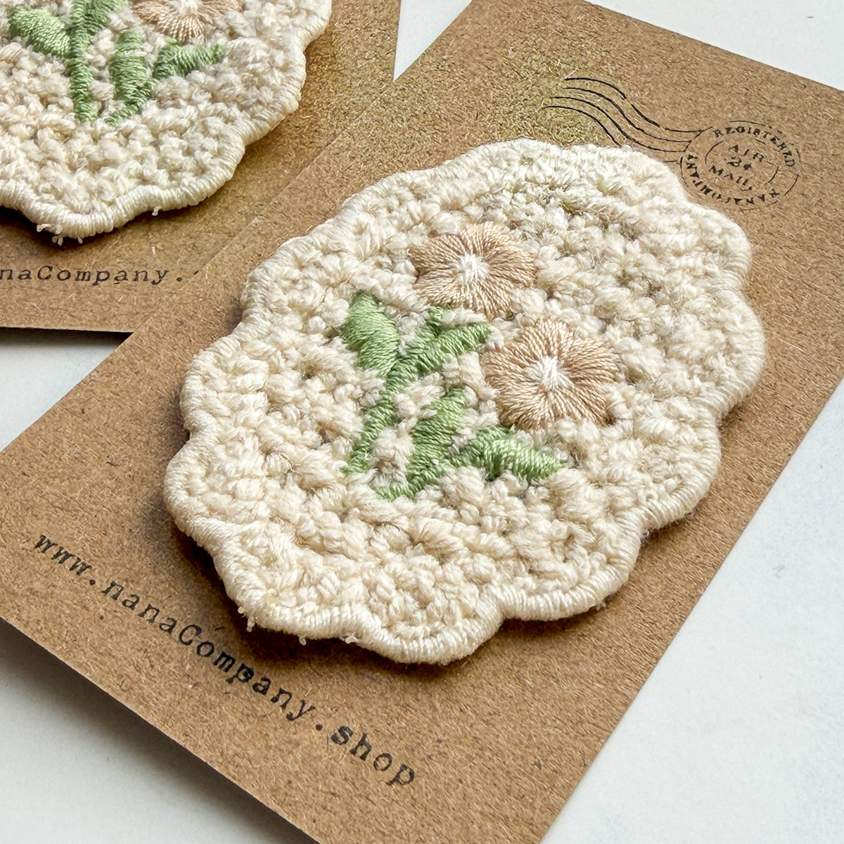 Sweet and Pretty, Small, Cream-colored Flower Stitch-on Sewing Appliqué | Choose style