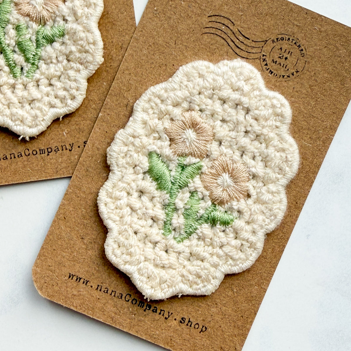 Sweet and Pretty, Small, Cream-colored Flower Stitch-on Sewing Appliqué | Choose style