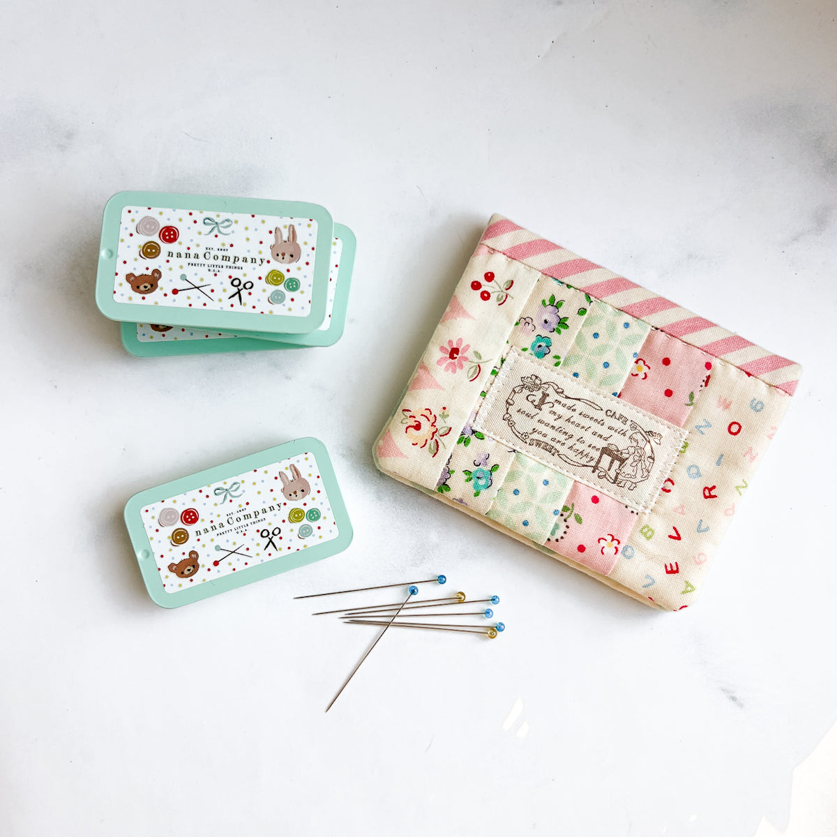 Cross-stitched Bear Patchwork Needle Book  | No.1