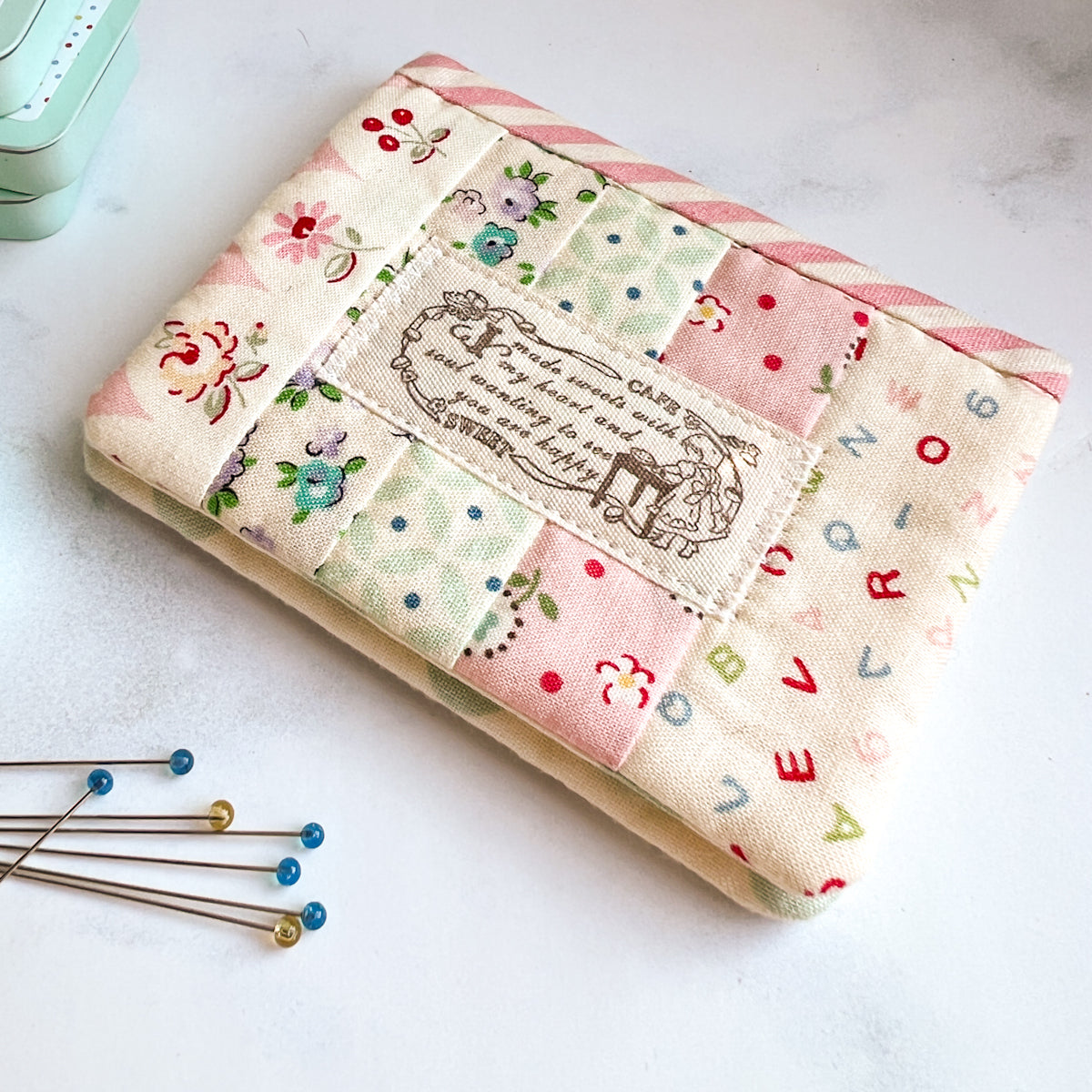 Cross-stitched Bear Patchwork Needle Book  | No.1