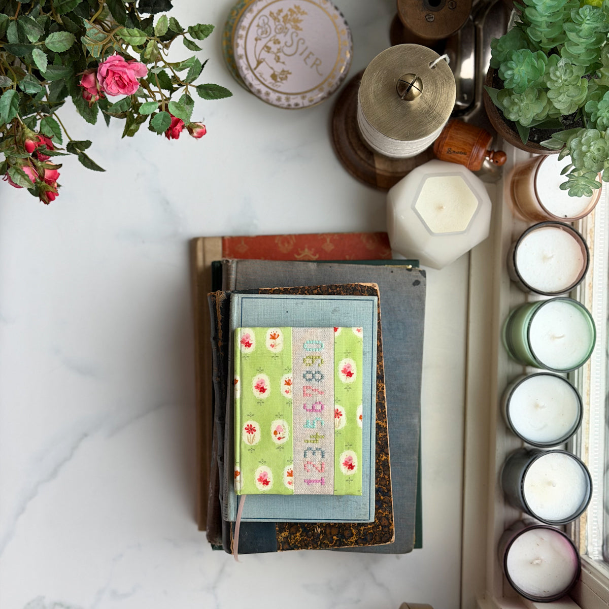 Cross-stitched Numbers Book-bound Needle Book | No.1