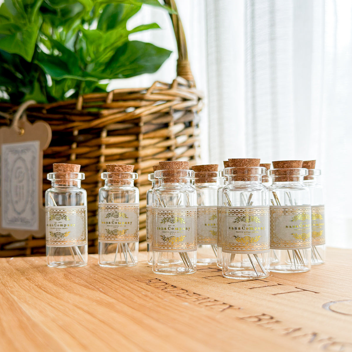 Self-threading Needles -Set of six- in a reusable decorative Glass Vial | Choose Style