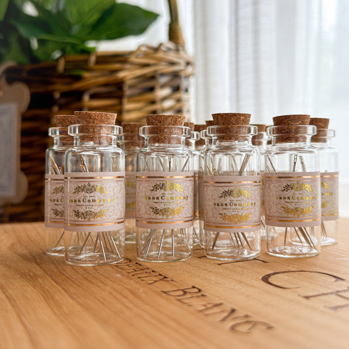 Self-threading Needles -Set of six- in a reusable decorative Glass Vial | Choose Style