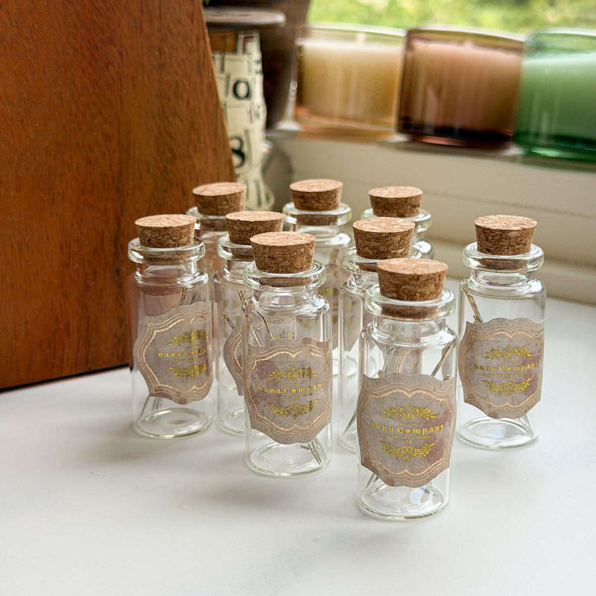 Self-threading Needles -Set of six- in a reusable decorative Glass Vial | Choose Style