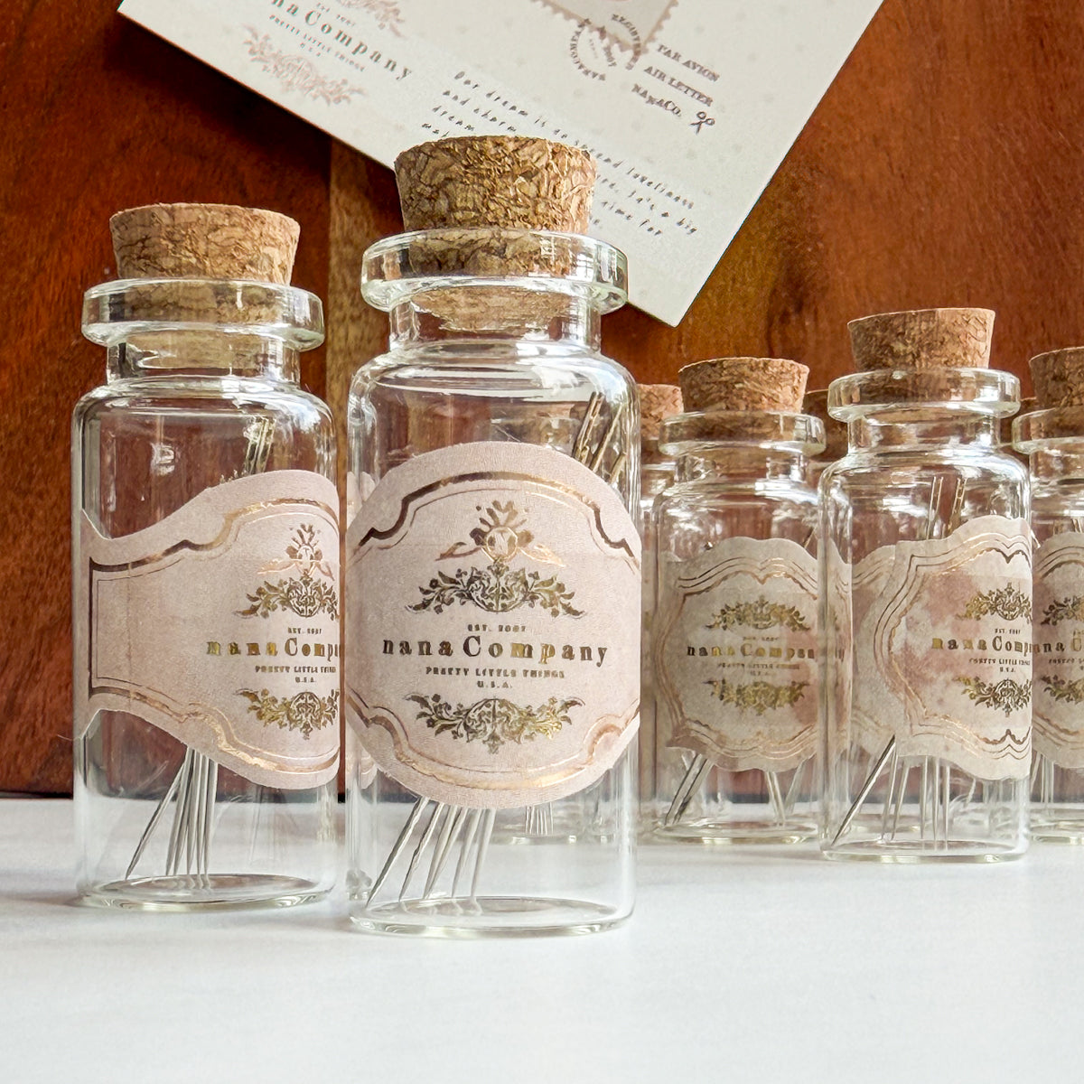 Self-threading Needles -Set of six- in a reusable decorative Glass Vial | Choose Style