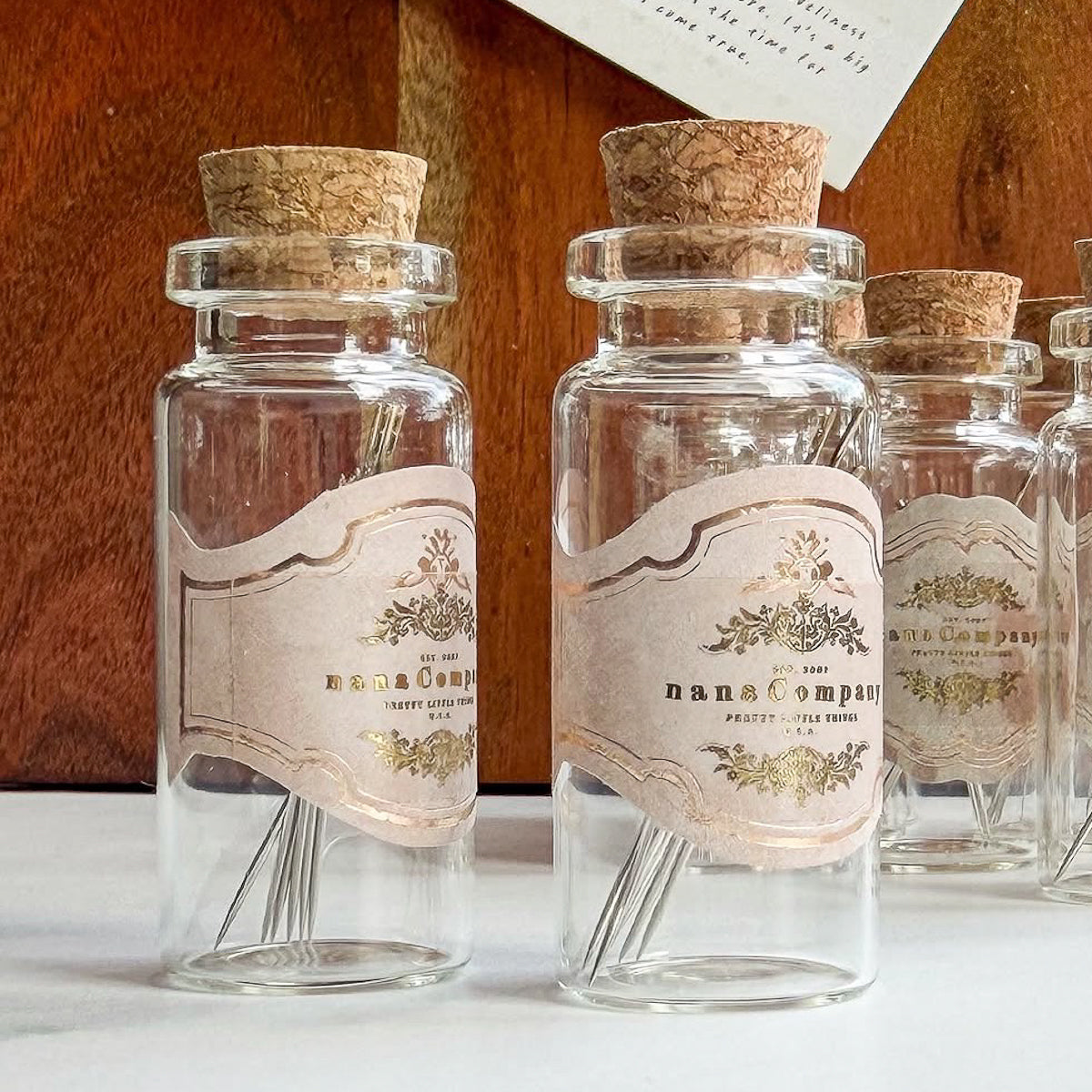 Self-threading Needles -Set of six- in a reusable decorative Glass Vial | Choose Style