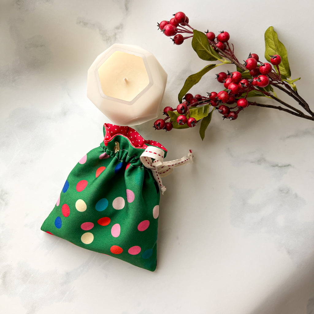 Festive Green Mini Bag | DIY Drawstring Bag Kit