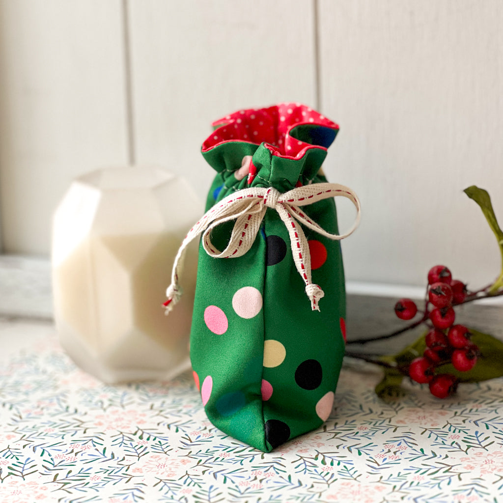 Festive Green Mini Bag | DIY Drawstring Bag Kit