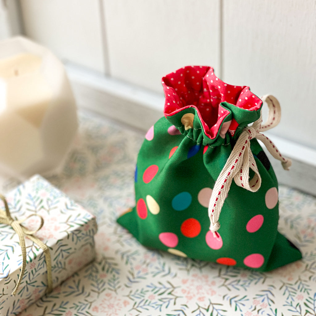 Festive Green Mini Bag | DIY Drawstring Bag Kit