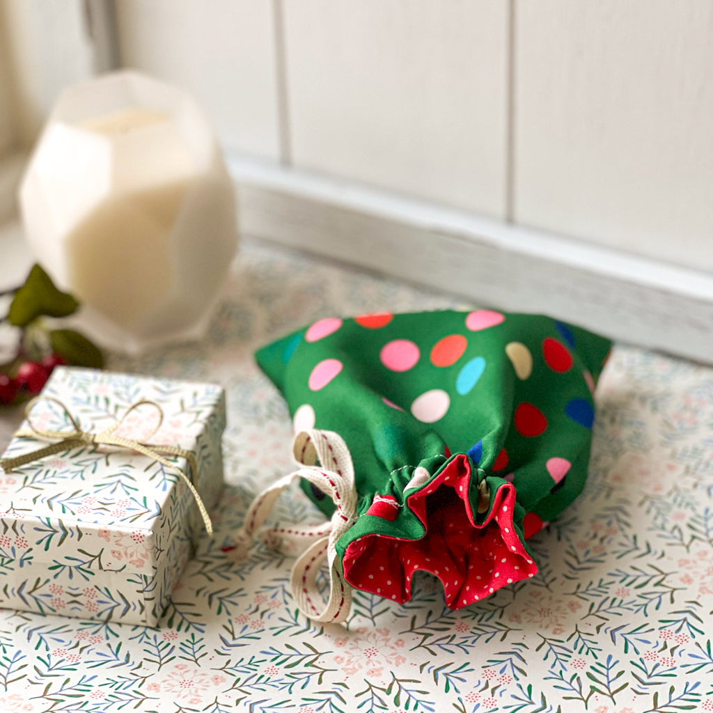 Festive Green Mini Bag | DIY Drawstring Bag Kit