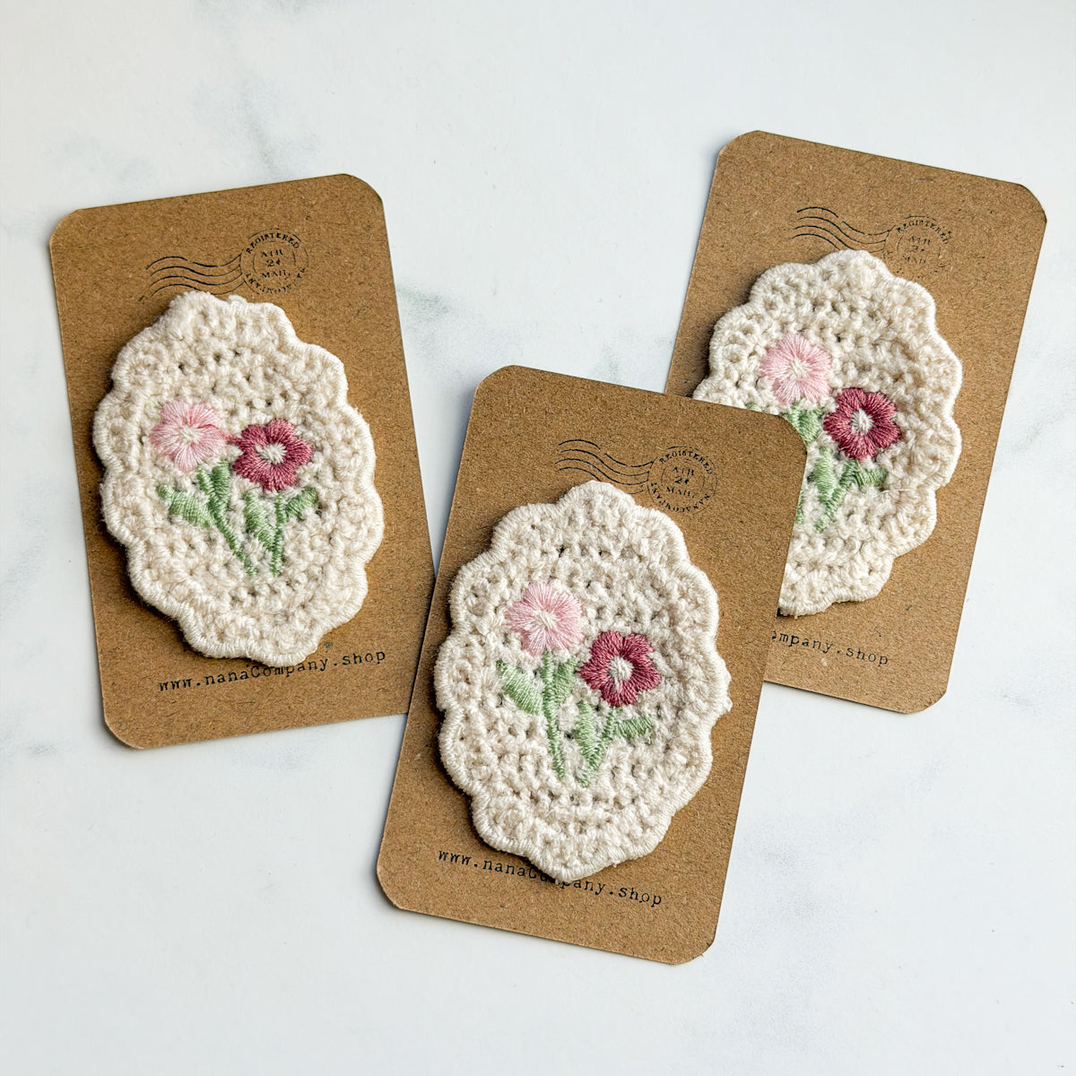 Sweet and Pretty, Small, Cream-colored Flower Stitch-on Sewing Appliqué | Choose style