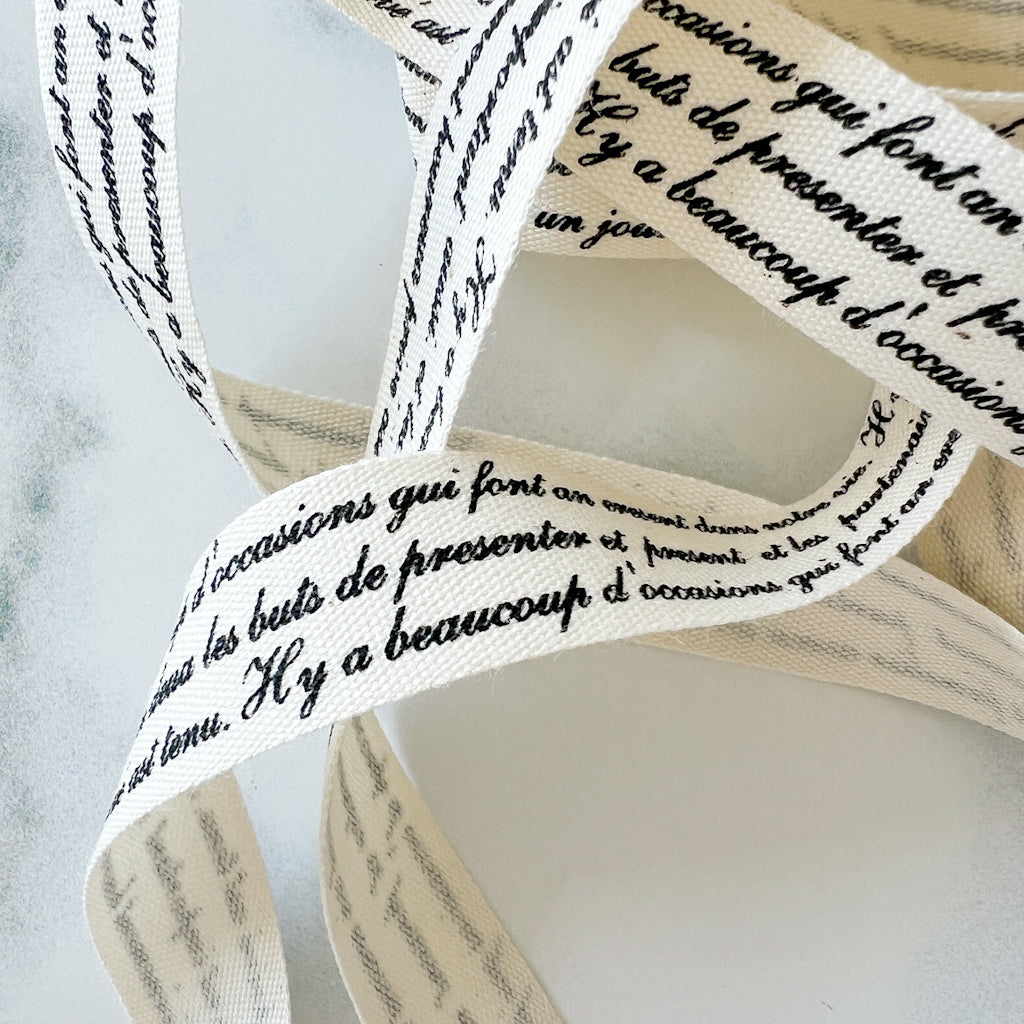 Fresh Ink Script Cotton Ribbon | 2 yards