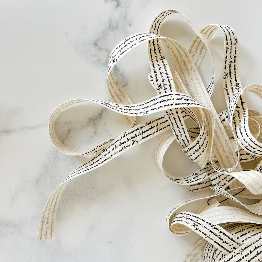 Fresh Ink Script Cotton Ribbon | 2 yards