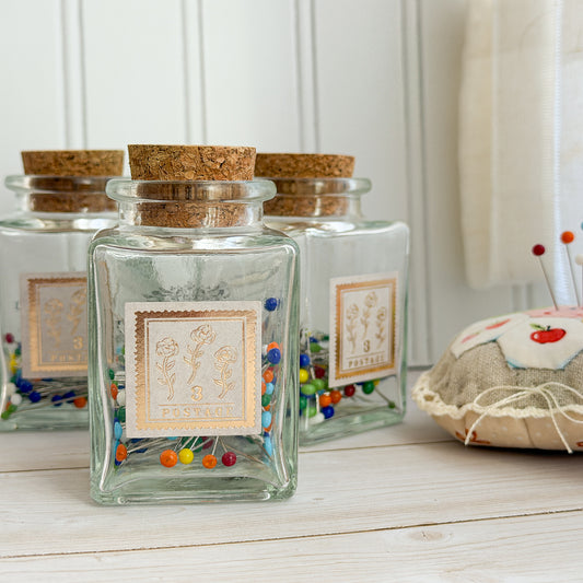 Glass Head Sewing Pins | Decorative Glass Cork Bottle No.6