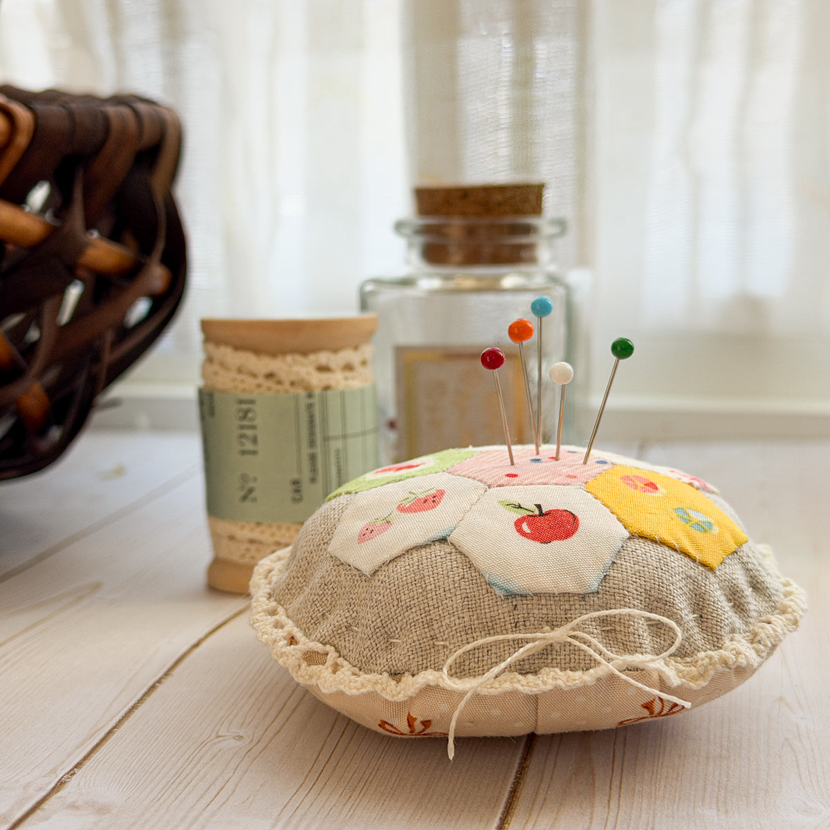 Glass Head Sewing Pins | Decorative Glass Cork Bottle No.6
