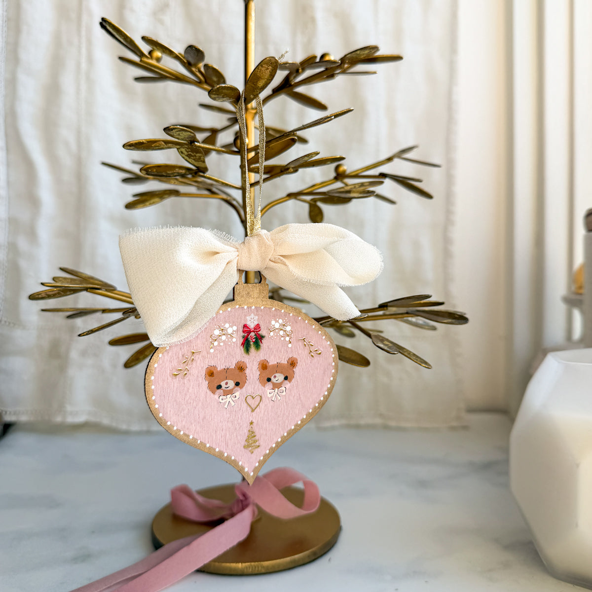 Golden Holiday Christmas Hand-Painted Wood Tag Gift Topper Ornaments - Choose Style No.18-27