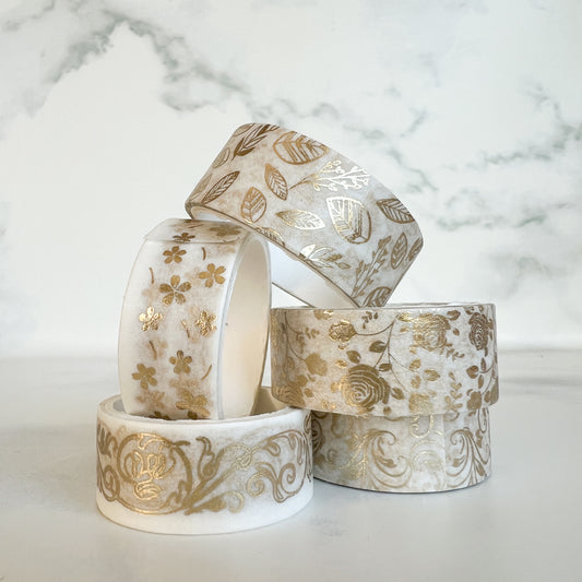 Gold Floral Washi Tape Set