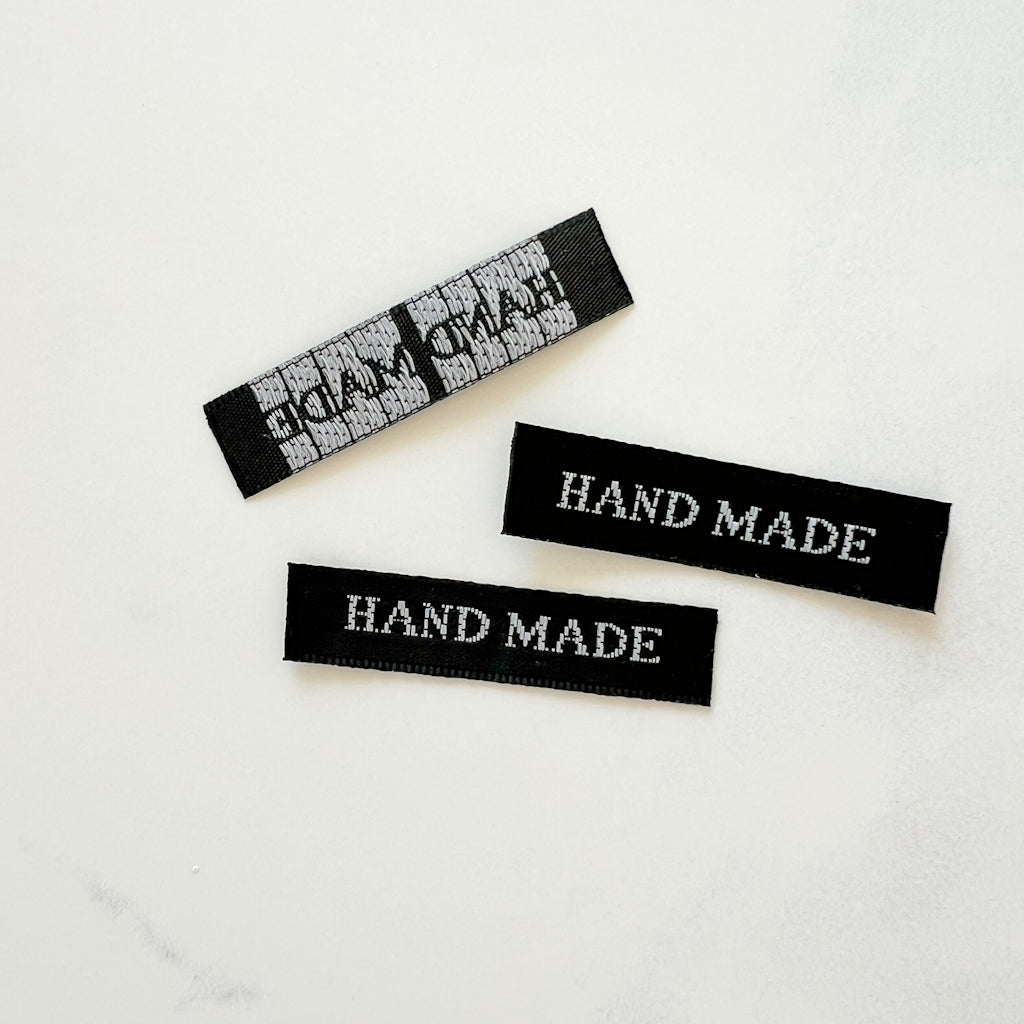 HANDMADE simple modern black woven labels | set of 3