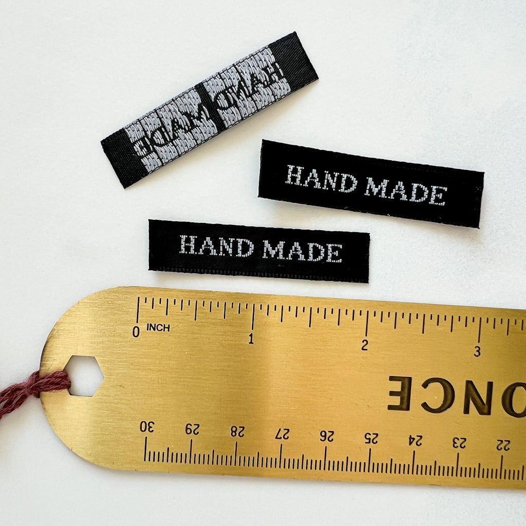 HANDMADE simple modern black woven labels | set of 3