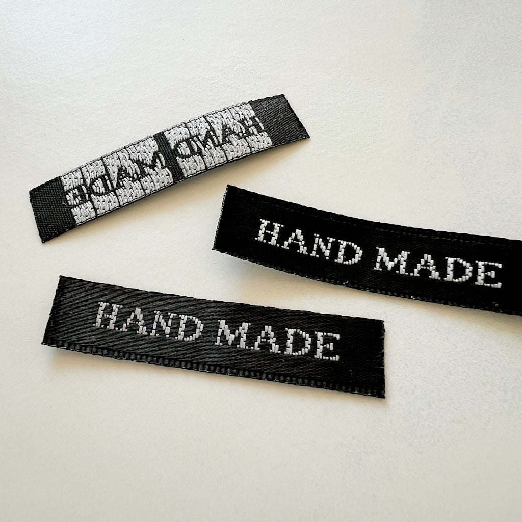 HANDMADE simple modern black woven labels | set of 3