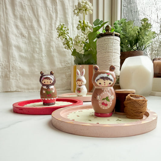 Hand Painted Strawberry & Cherry Thread Spool Wood Tray | Choose style