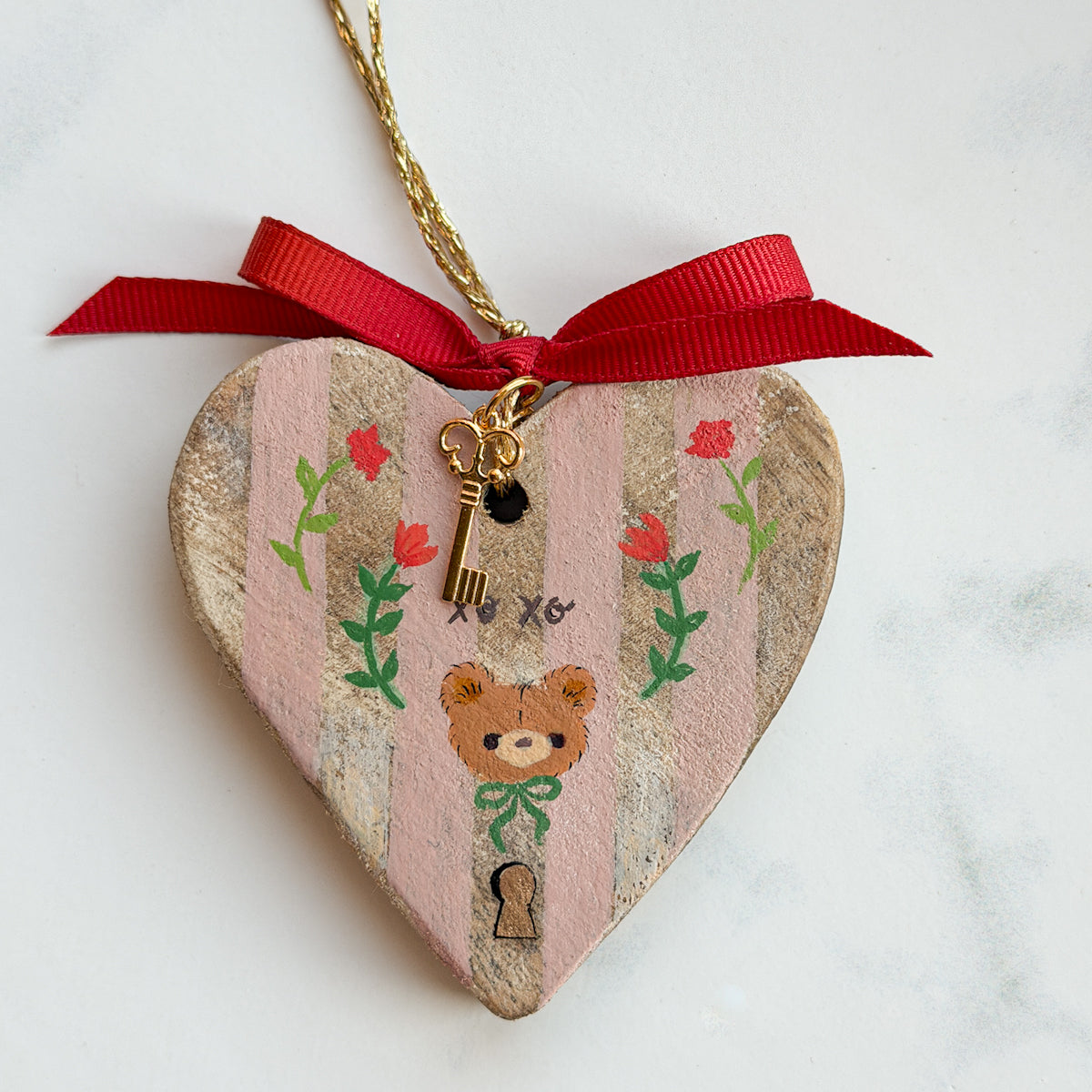 Hand-painted Valentine Heart and Key Ornaments | Choose New Styles