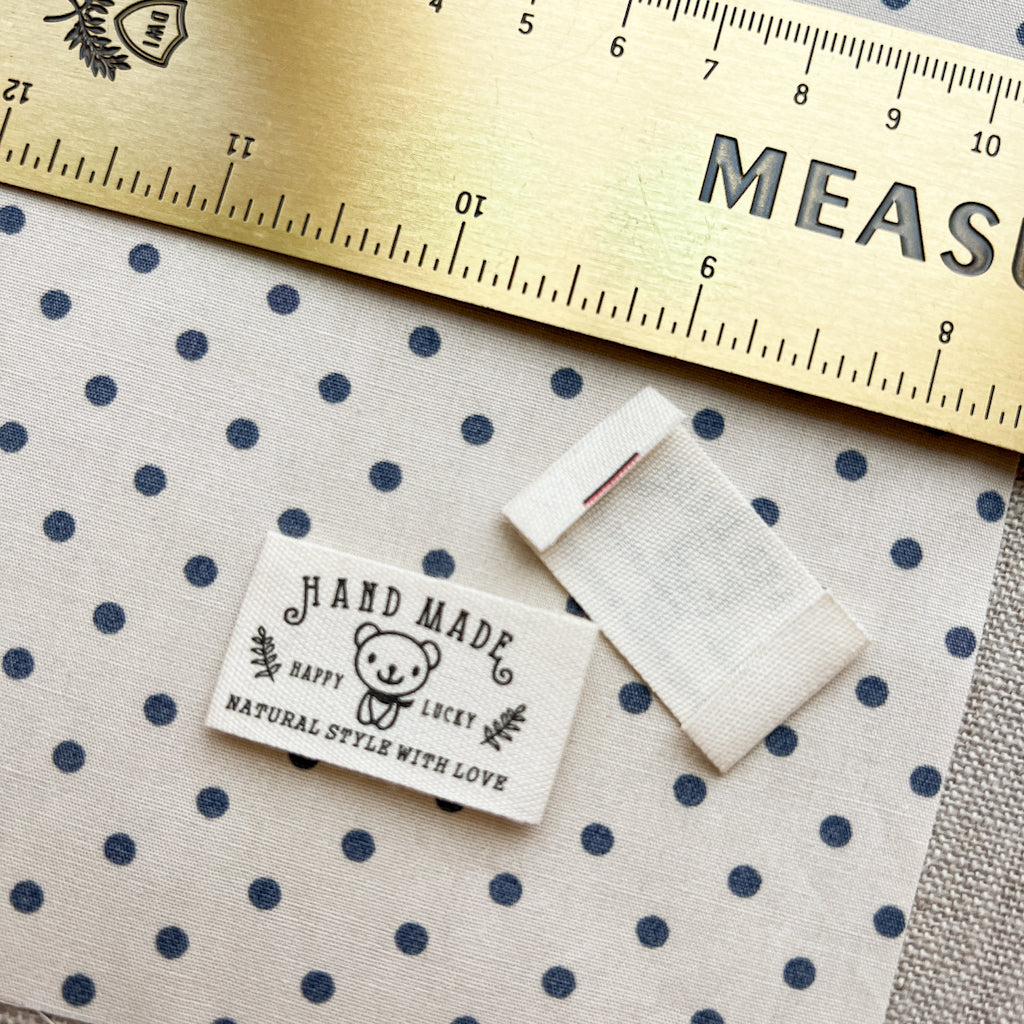 Handmade Happy Lucky Printed Cotton Labels | set of 3