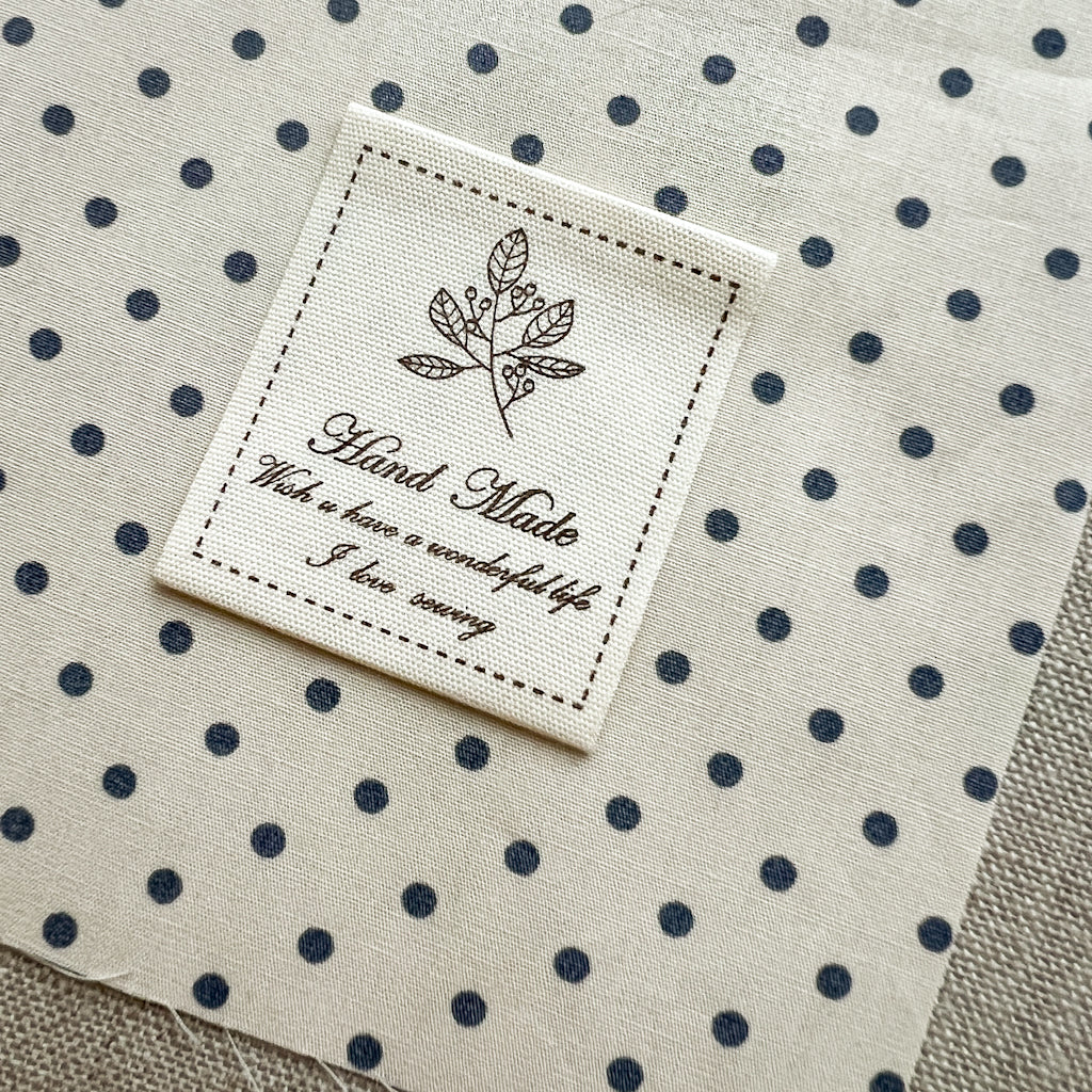 Hand Made I love sewing Printed Cotton Labels | set of 2