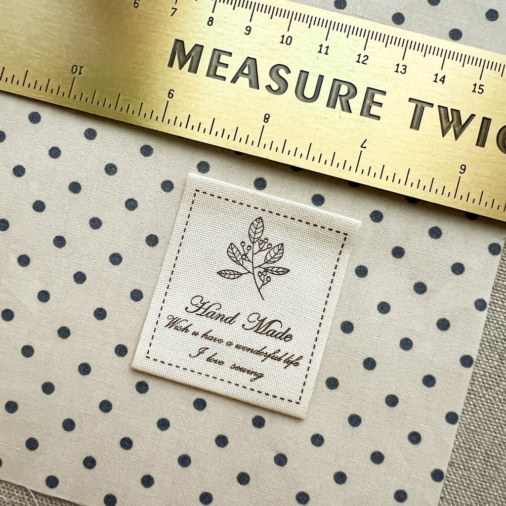 Hand Made I love sewing Printed Cotton Labels | set of 2