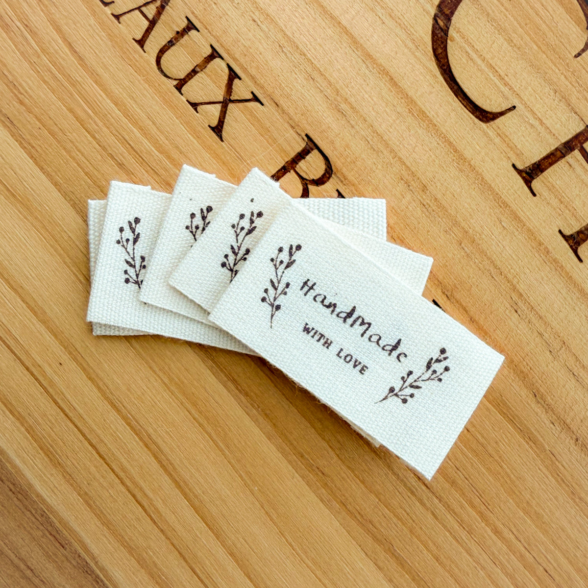 HandMade WITH LOVE Printed Cotton Labels | set of five