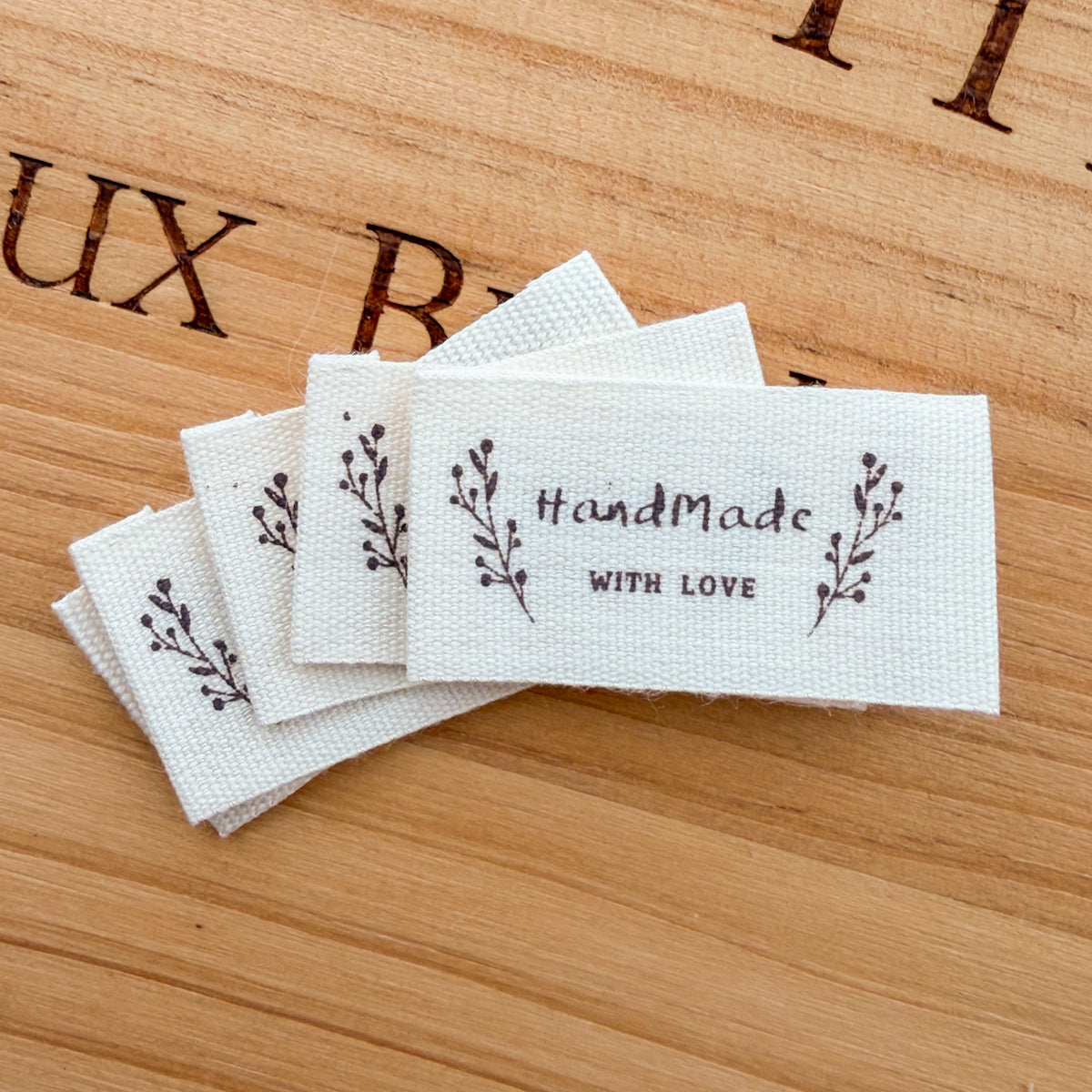 HandMade WITH LOVE Printed Cotton Labels | set of five