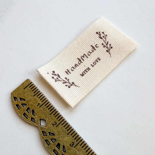 HandMade WITH LOVE Printed Cotton Labels | set of five