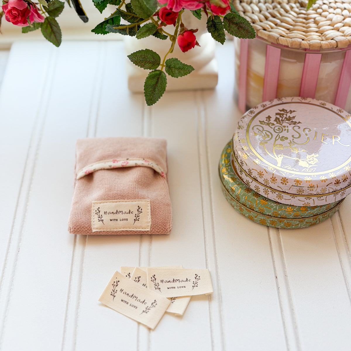 HandMade WITH LOVE Printed Cotton Labels | set of five