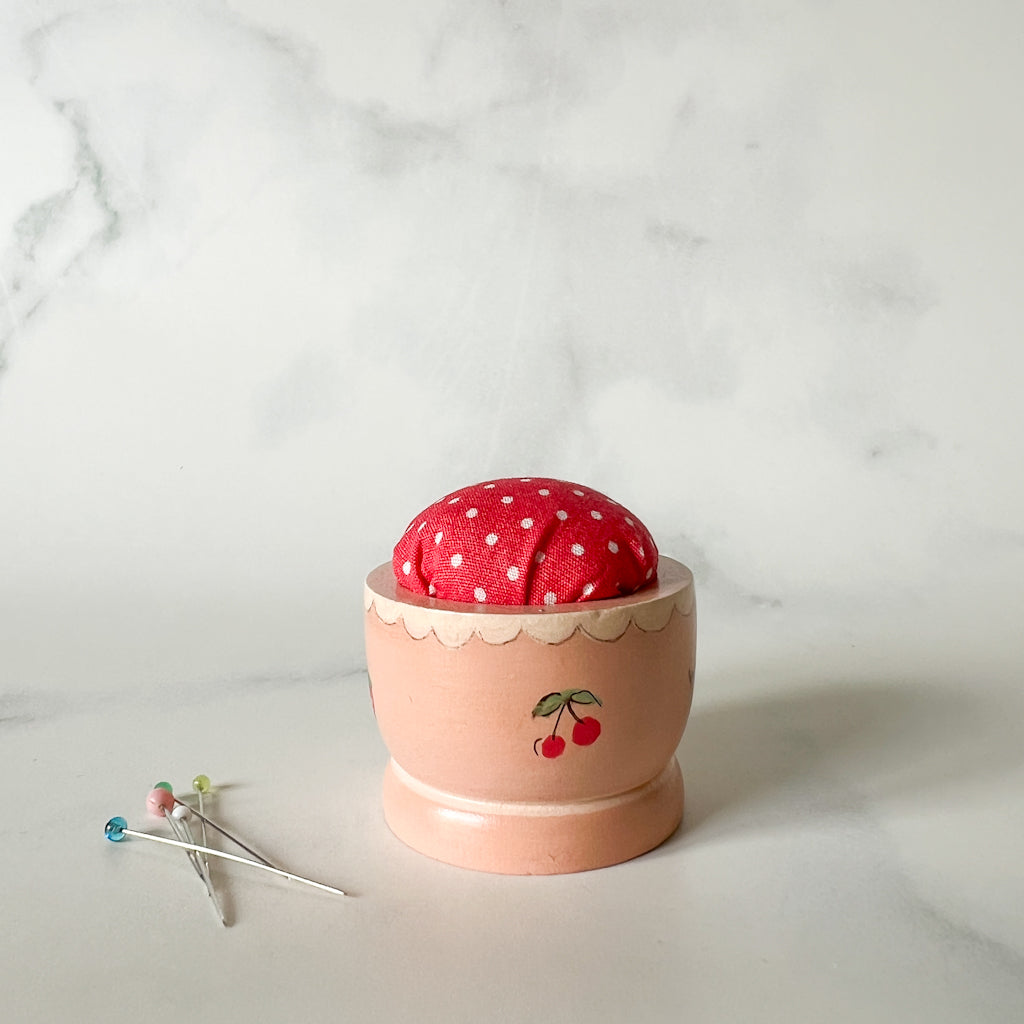 Hand Painted Wood Egg Cup Pin Cushion | No.2