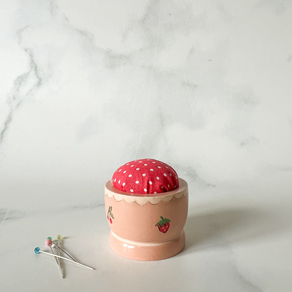 Hand Painted Wood Egg Cup Pin Cushion | No.2