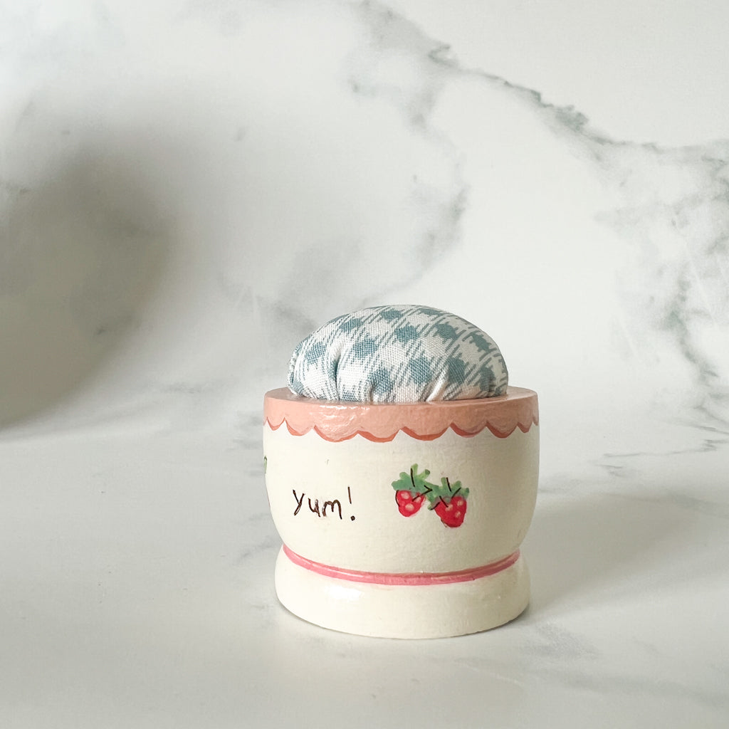 Hand Painted Wood Egg Cup Pin Cushion | No.4