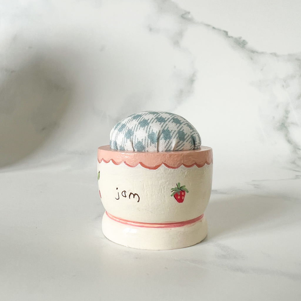 Hand Painted Wood Egg Cup Pin Cushion | No.4