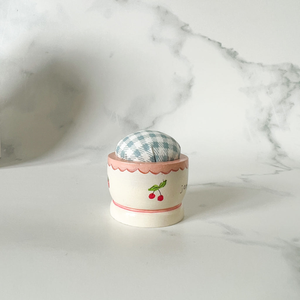 Hand Painted Wood Egg Cup Pin Cushion | No.4