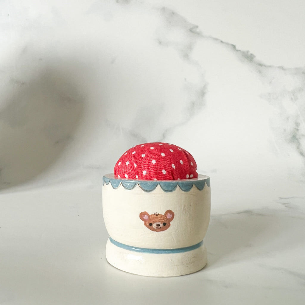 Hand Painted Wood Egg Cup Pin Cushion | No.5