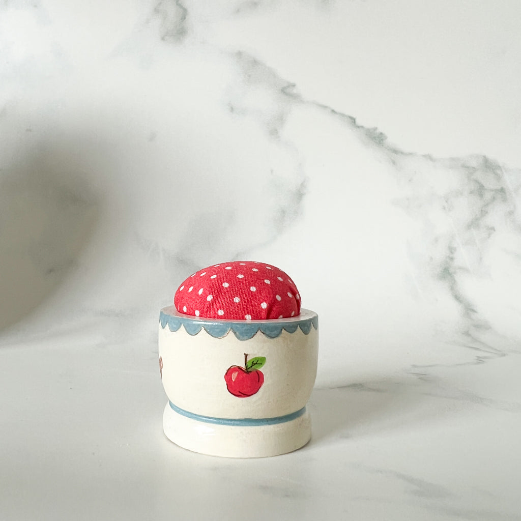 Hand Painted Wood Egg Cup Pin Cushion | No.5