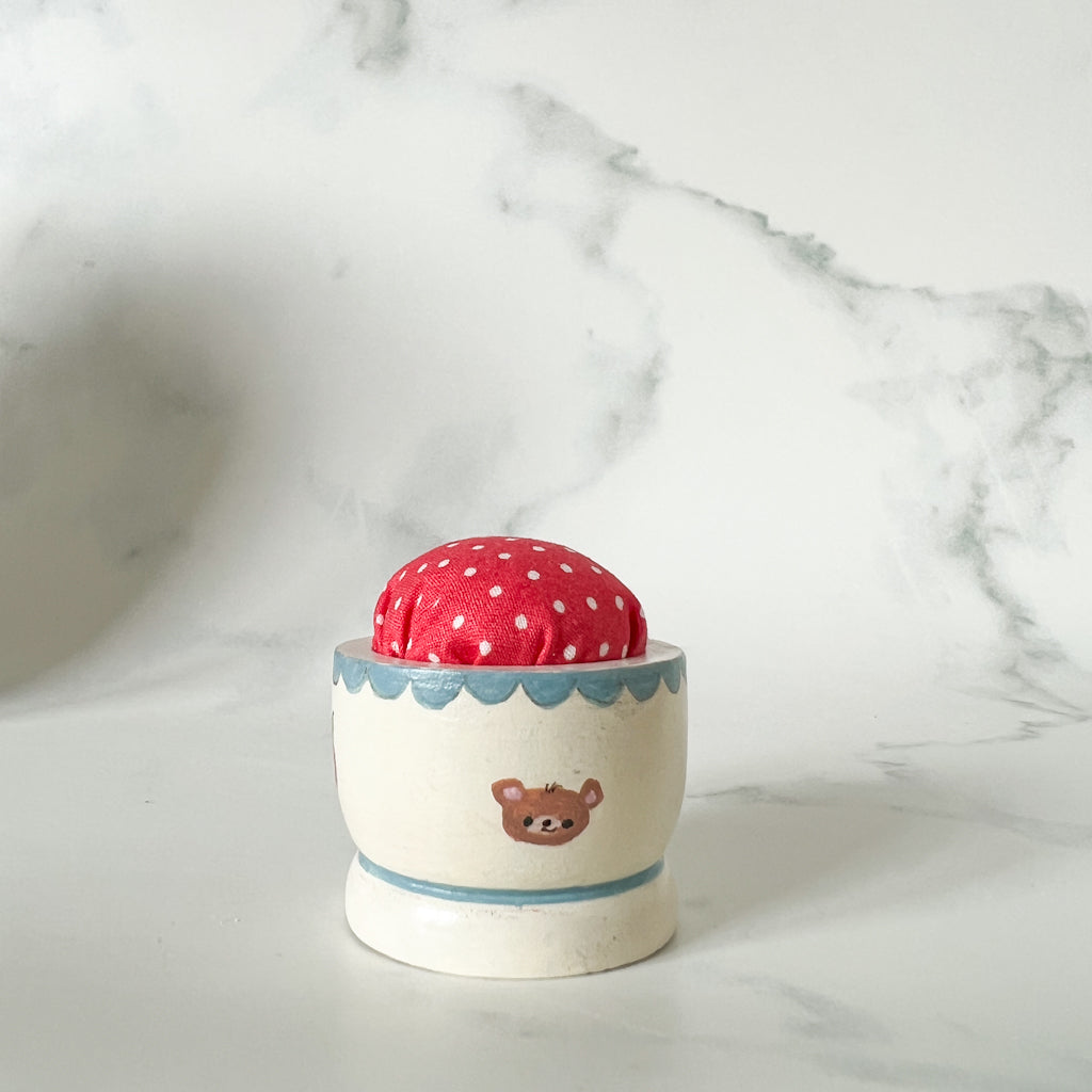 Hand Painted Wood Egg Cup Pin Cushion | No.5